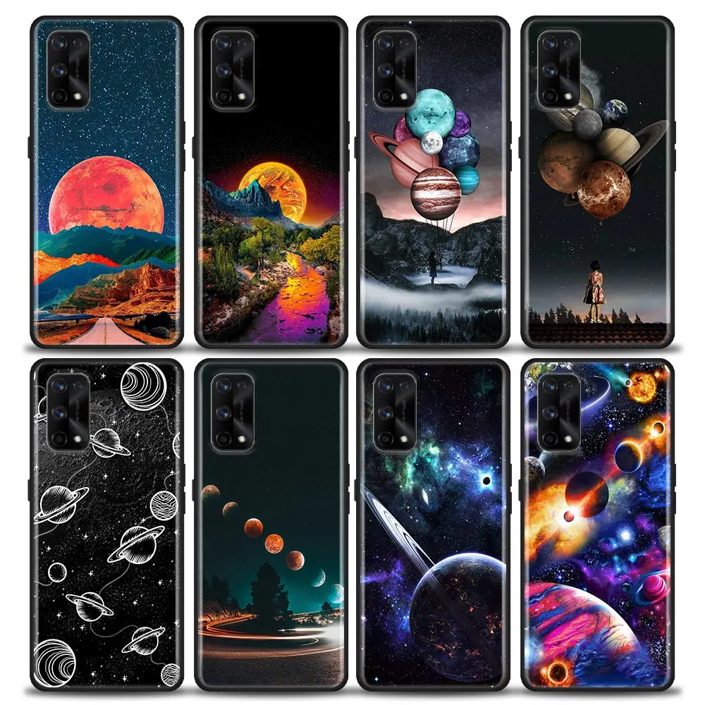 

Night Sky Space planet Moon Stars Phone Case For Oppo Realme 8i 8 9 7 6 5 Pro 9i 7i 5i 6i XT 5G Cases Soft Cover Realme 8Pro 8i