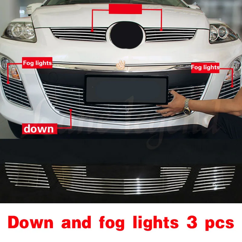 

Для Mazda CX-7 2014 2015 2016 2017 2018 2019 автомобильный передний бампер из нержавеющей стали, сетчатая решетка вокруг накладки, противотуманные фары, гоночные грили