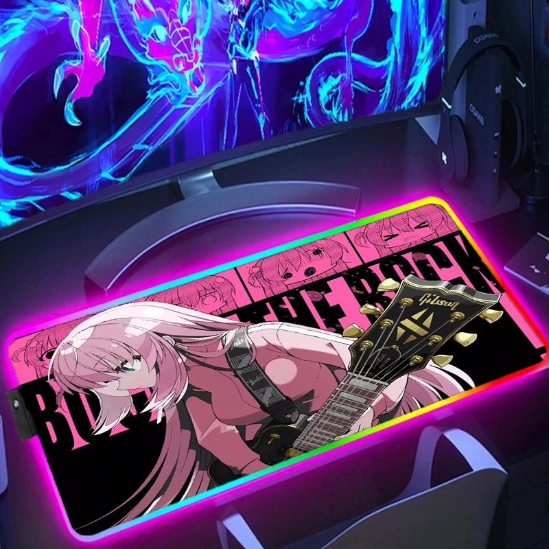 

Anime music girl mouse pad large RGB mouse keyboard pad cute BOCCHI THE ROCK mousemat game computer mouse carpet non-slip rubber