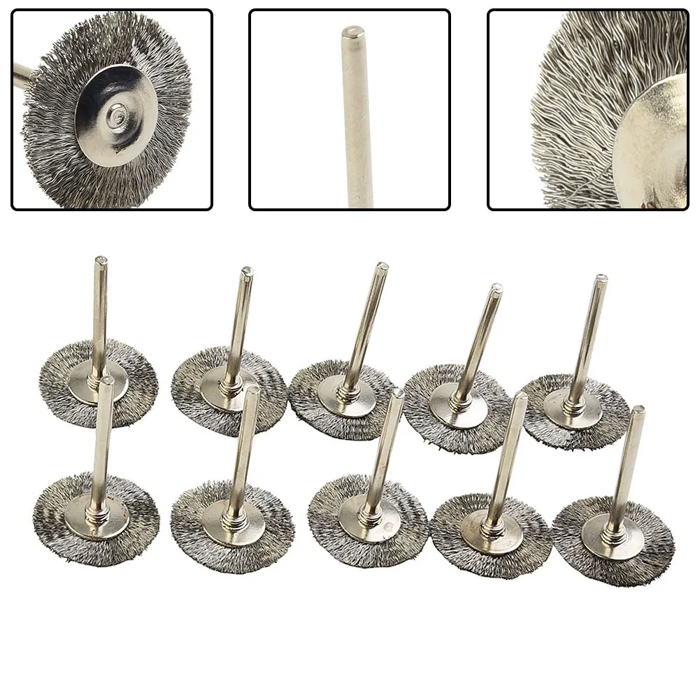 

10pcs 22/25mm Stainless Steel Wire Wheel Brush T-shaped Rotary Tool For Mini Drill Polishing Accessories polishing wheel