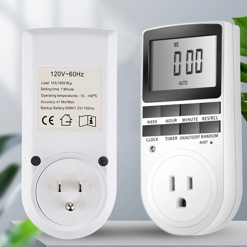 

EU Electronic Digital Timer Switch US UK Plug Kitchen Timer Socket Outlet 230V 110V 16A 15A 12/24 Hour Programmable Timing