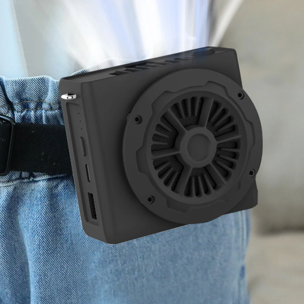 

Mini Air Conditioning Fan Waist-mounted Type-c Charging Air Conditioning Removable Battery Safe with Lanyard for Outdoor Working