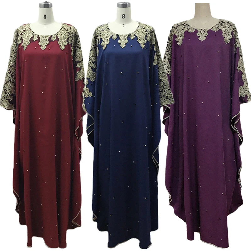 

Turkey Muslim Abaya Women Dress Embroidery Beading Bat Sleeve Oversized Gown Dresse Dubai Vestidos Largos Femme Jilbab Ramadan