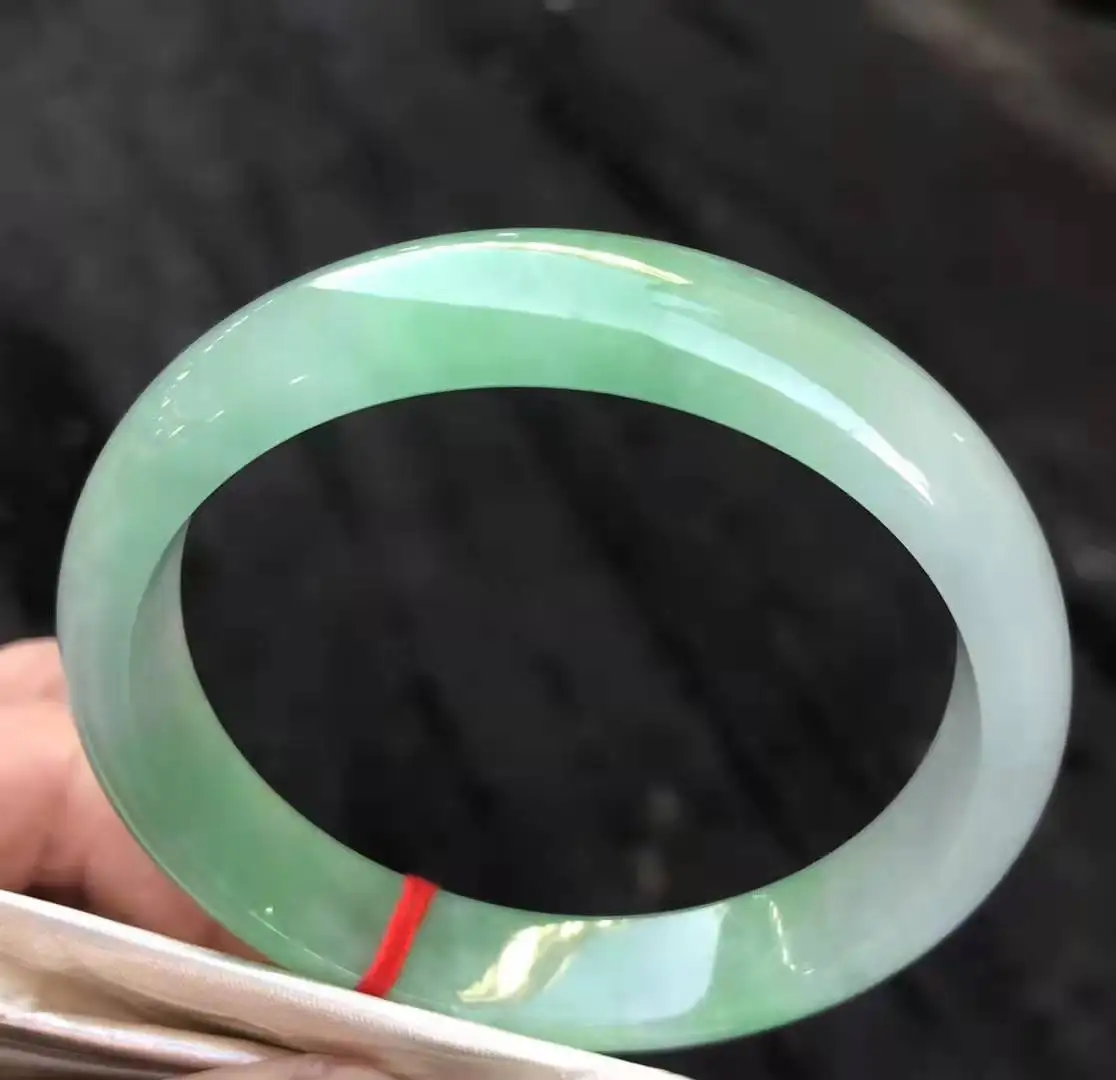 

Natural Myanmar jadeite bangle flat bar real jadeite bangle natural green jade stone for woman temperament bracelets 60mm 535
