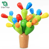 liqu wooden stacking rainbow cactus toy to build and stack cactus blocks to balance cactus puzzle fun educational activities