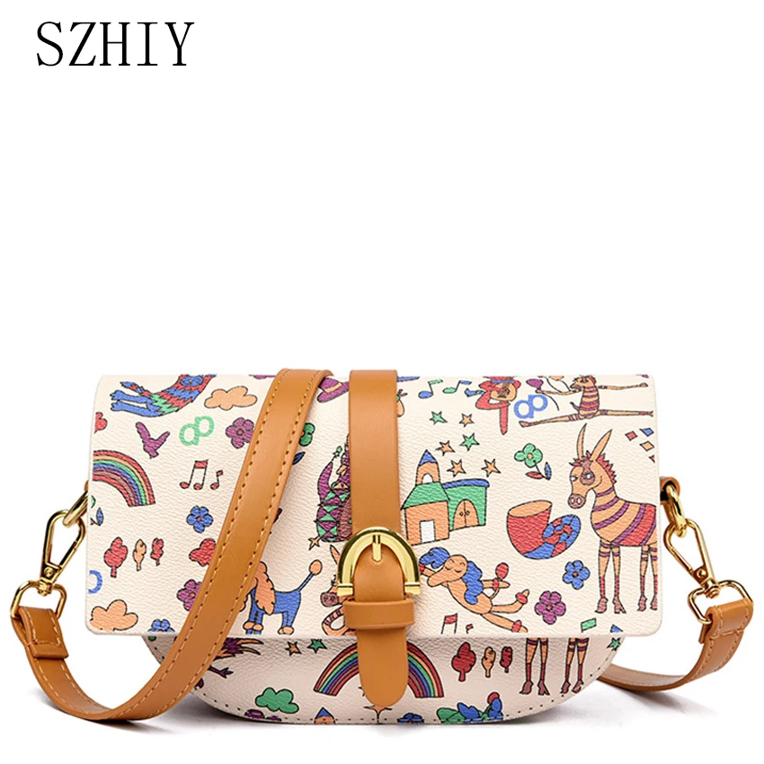 

Magic Forest Series Bag Ladies Designer Shoulder Bags Flip Small Girl Travel One Shoulder Diagonal Animal Flower Print Crossbody