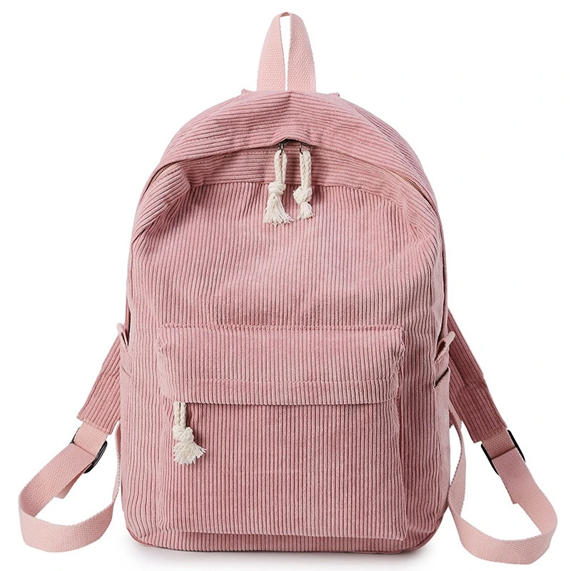 Schoolbag Women's Harajuku High School Student Pure Color Corduroy College Designer Casual Wind Backpack Women's Backpack