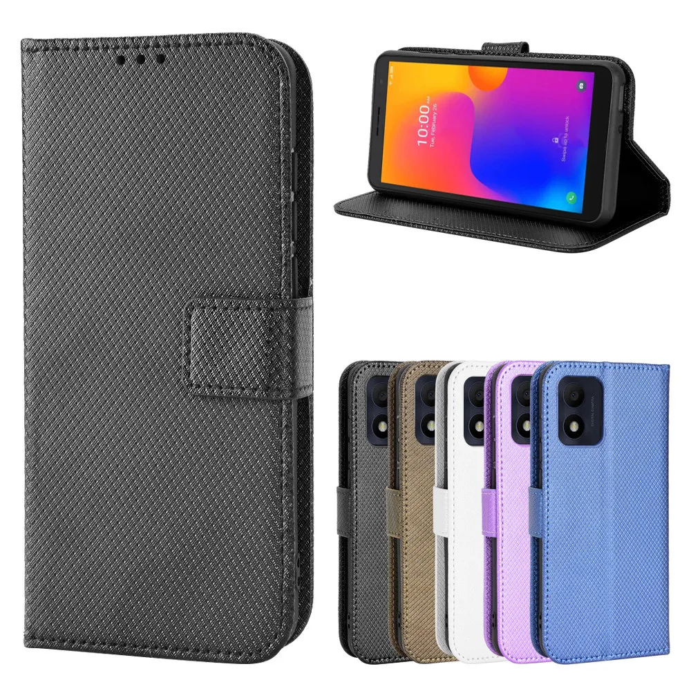 Фото Кожаный защитный чехол для Alcatel 1B 2022, чехол-подставка для Alcatel 1B 2022, чехол-кошелек для телефона с подставкой для карт №1