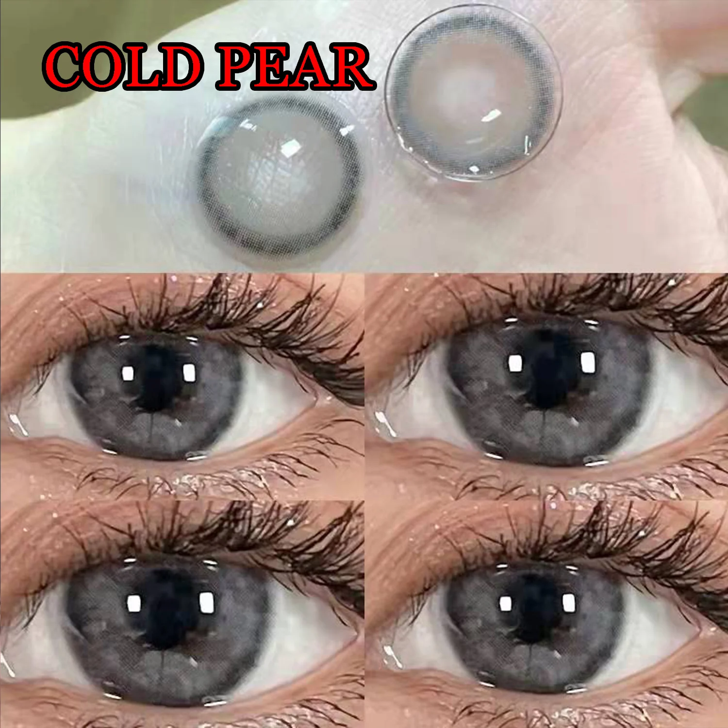 

14.00mm Gray Cosmetic Contact Lenses for Eye Color Soft Eyewear Glasses Prescription lentes de contacto Cold Pear