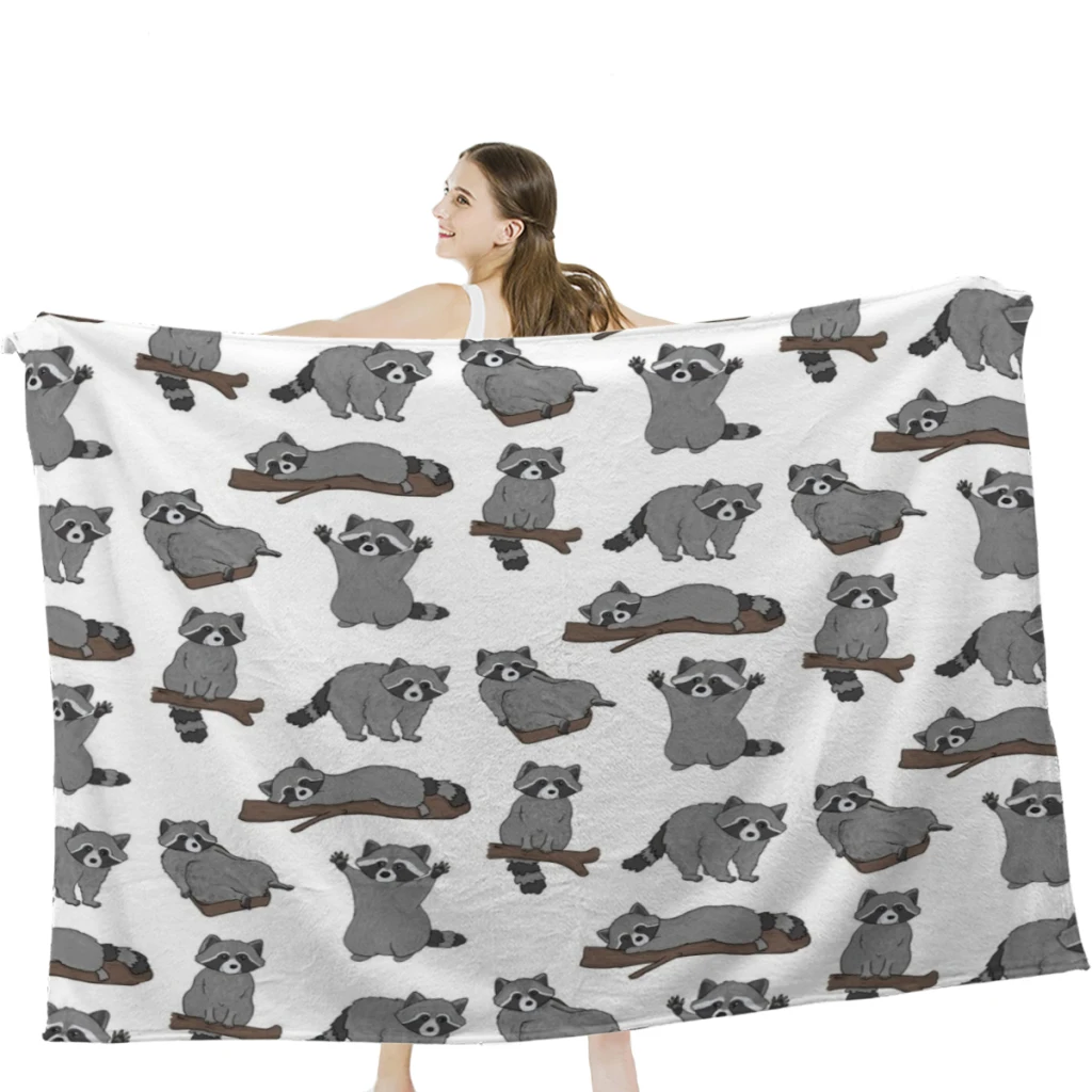 

Raccoons Throw Blanket Airplane Travel Decoration Soft Warm Bedspread