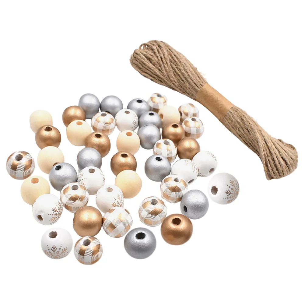

Wooden Beads For Crafts Bracelet DIY Jewelry Christmas Wreath Loose Garland Round Making Supplies