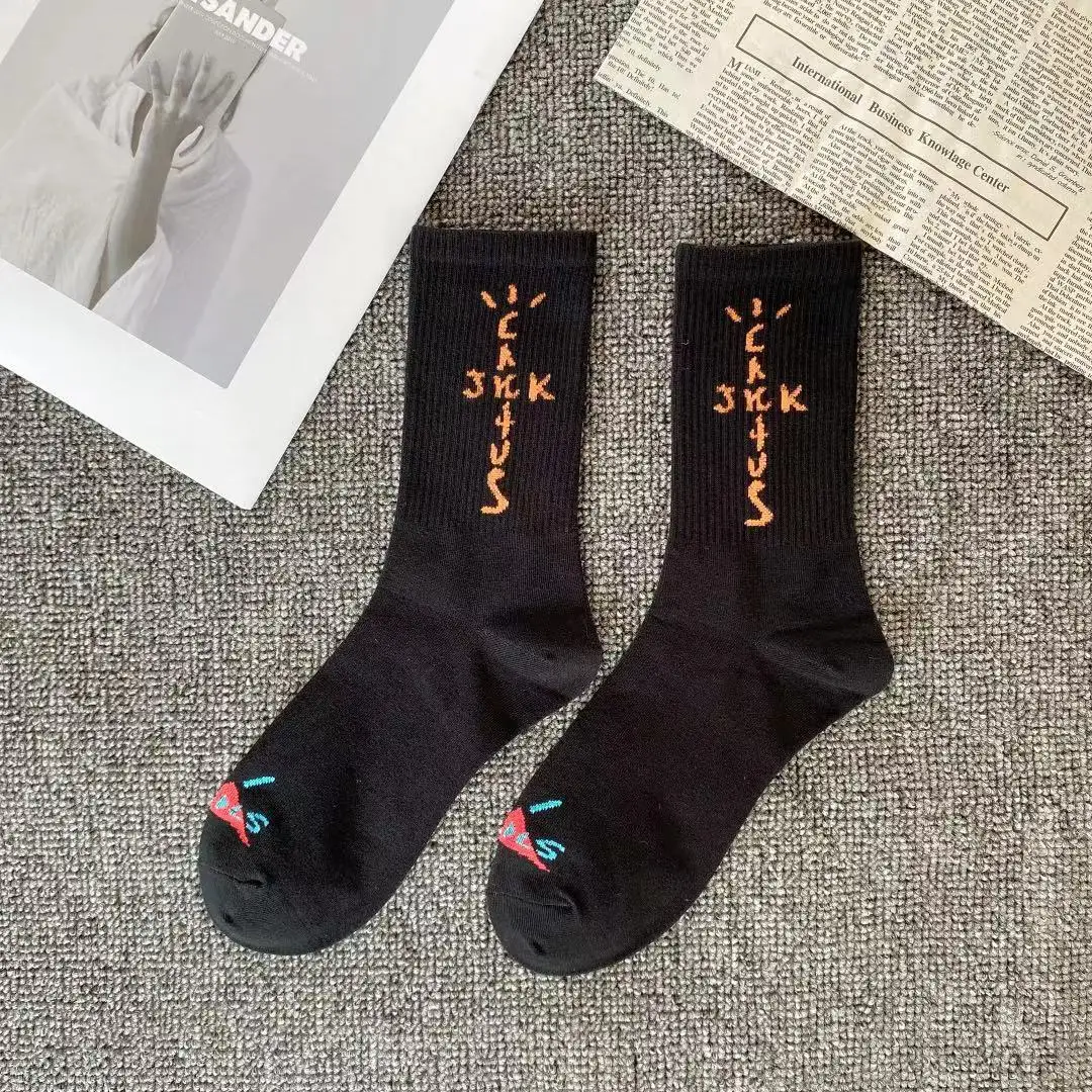 3 pairs men's socks Harajuku retro Travis cott Crew Cactus Jack fun socks street hip hop fashion sports basketball socks