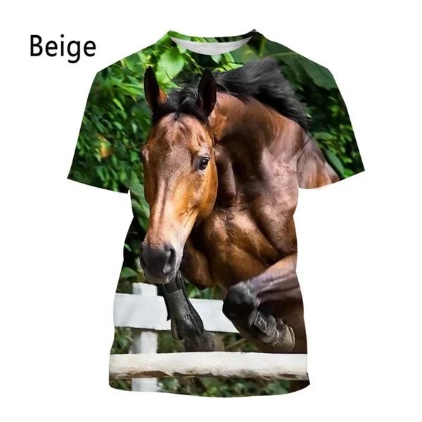 Летняя модная мужская и женская футболка в стиле Харадзюку С 3D-принтом лошадей