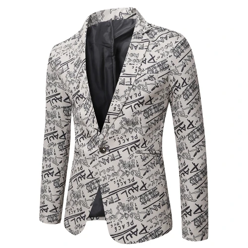 

High Quality Blazer Men's Italian Style Print Elegant Fashion Simple Business Casual Party Gentleman Formal Fitted Jacket