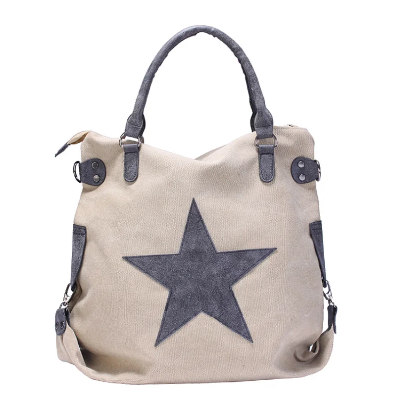 

Casual Canvas Tote Bag Simple Retro Messenger Bag New Fashion Pentagram Handbag Versatile Couple Shoulder Bag Torebki Damskie
