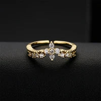 fashion grace ring for women adjustable jewelry crown cross zircon copper gold color plating wedding ornaments dating gift party