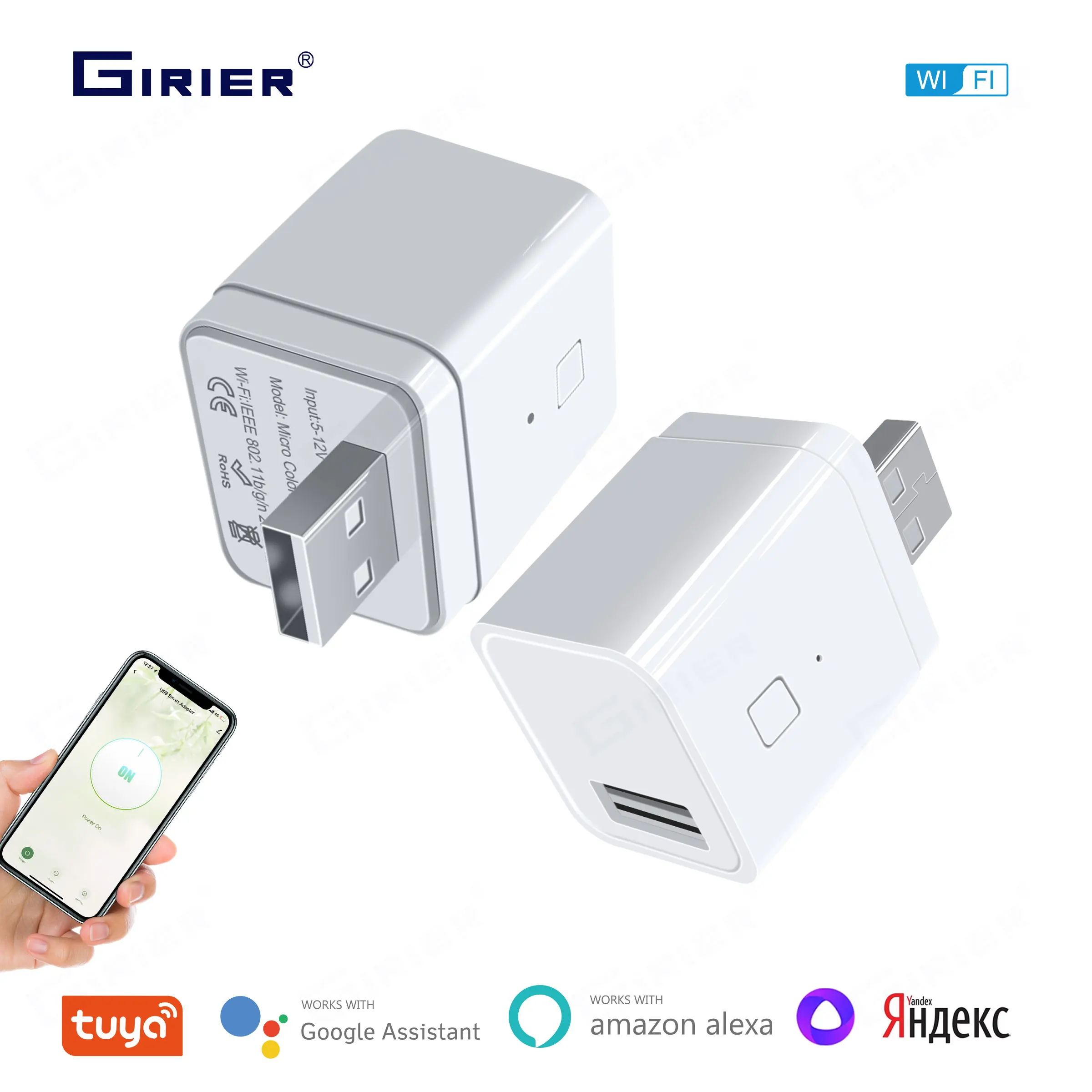 Адаптер питания GIRIER Tuya умный, микро USB, 5 В, Wi-Fi, USB