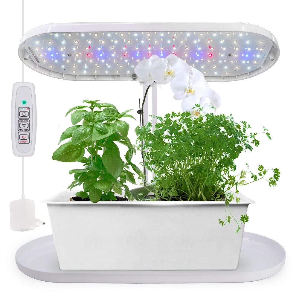 Up to 45CM Tall Table Plant Grow Light 45x19CM Tray Aluminium Alloy 110-240V Hydropinic System Lamp 4 Dimmable Brightness Timing