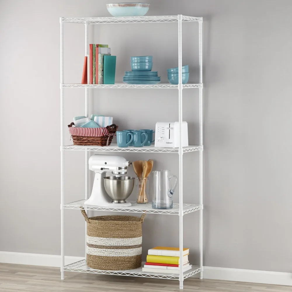 

36"W x 16"D x 72"H 5-Shelf Wire Shelving Unit, White