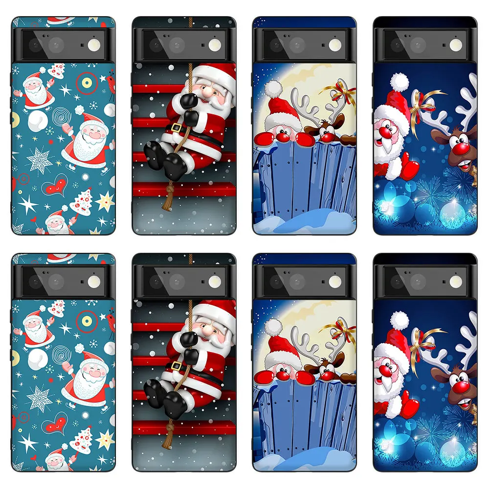 

Christmas Santa Claus Case for Pixel 7 Pro 6a 6 6Pro 2 3 3a Soft Silicone Back Shell Covers for Google 4 4a 5 5a 5G XL Fundas