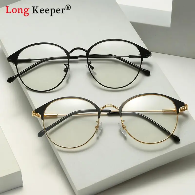 

Long Keeper Sunglasses Photochromic Women Men Retro Oval Frame Metal Change Color Brand Design Fashion Outdoor UV400 Eyewear