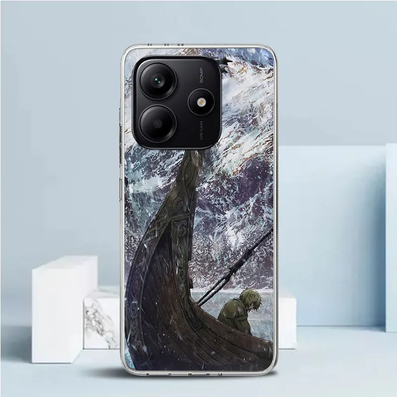 Фото Мягкий чехол Vinland Saga для Xiaomi Redmi Note 15 14 13 12 Pro Plus, чехол для телефона 14S 11S 11T 5G 11E 10 4G, узорчатый чехол Redmi Note №4