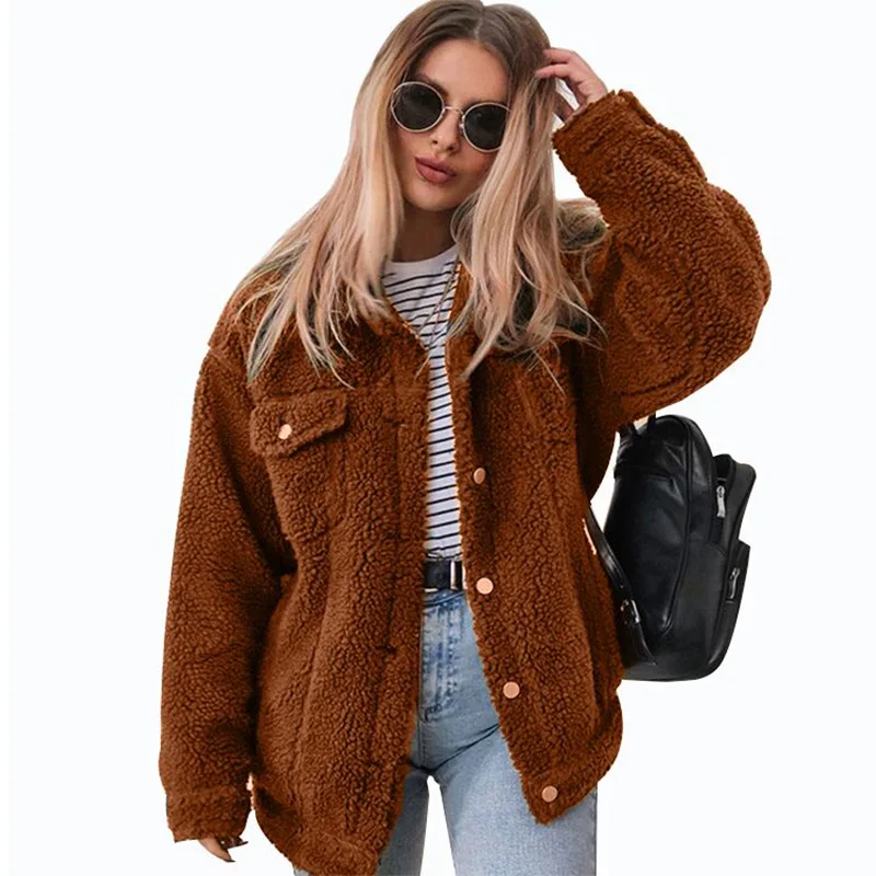 

Женское короткое плюшевое меховое пальто Hair Camel, теплая мягкая куртка на осень и зиму