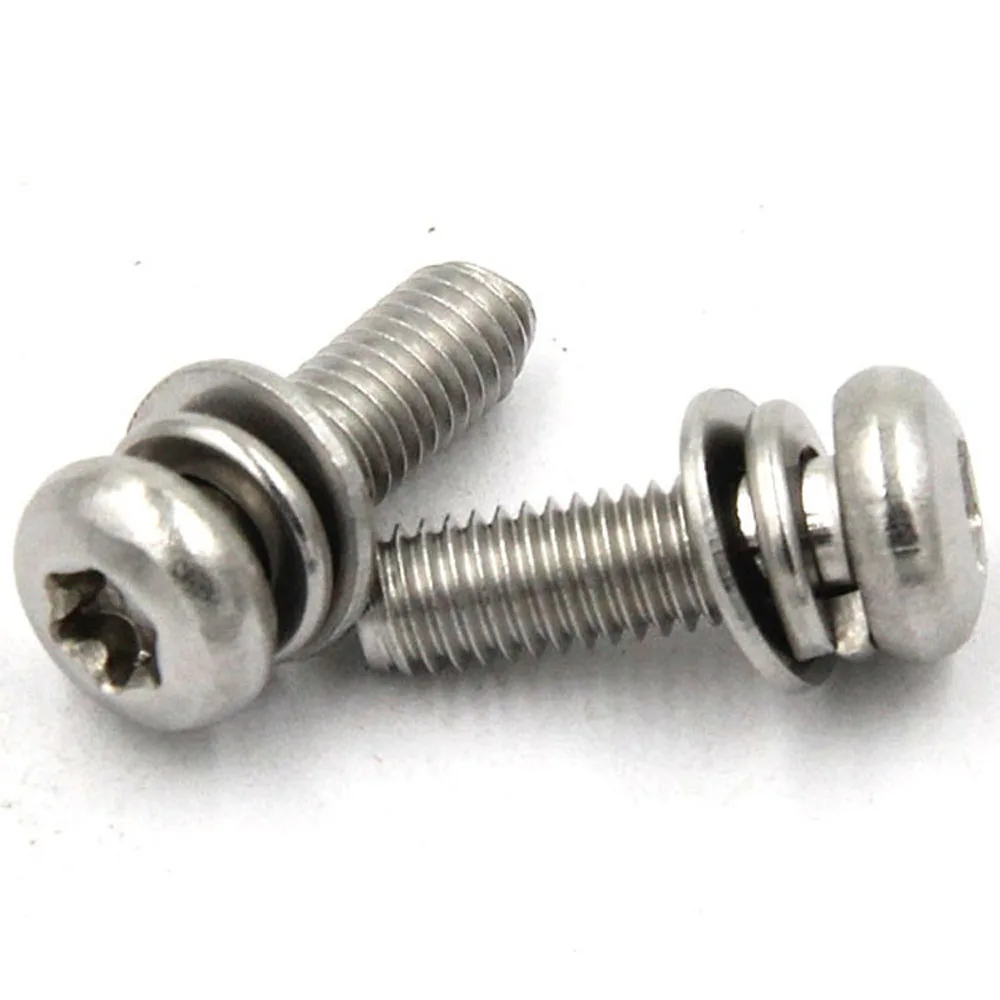 

20-50 шт., винт Torx с цилиндрической головкой из нержавеющей стали 304 с шайбой, три комбинированных винта Sems Machine
