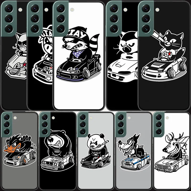 

Cartoon JDM Drift Car Cat Phone For Samsung Galaxy A51 A71 5G A10S A20E A20S A30 A40 A50 A70 A50S A70S A21S A31 A41 A01 A11 A90