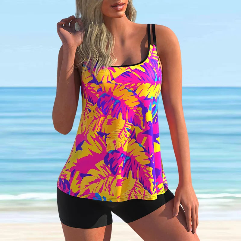 

Новый женский купальник с принтом листьев, винтажный сексуальный купальник-танкини с открытой спиной, женский летний пляжный купальник из ...