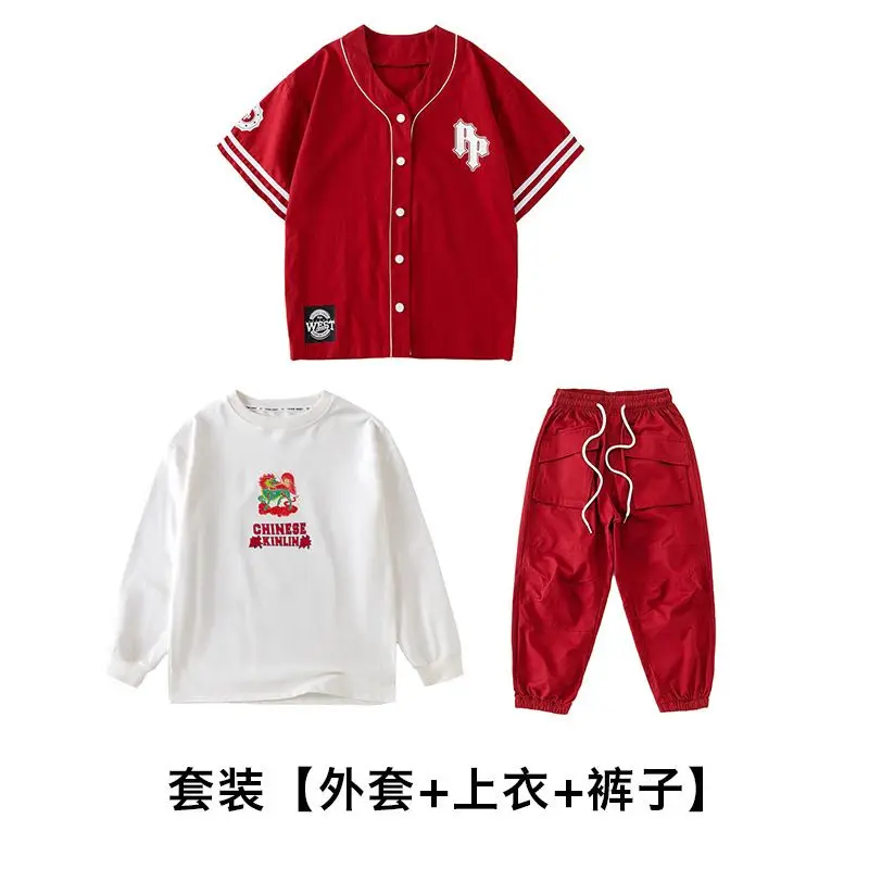 Детская уличная одежда для подростков в стиле хип-хоп красная рубашка топы