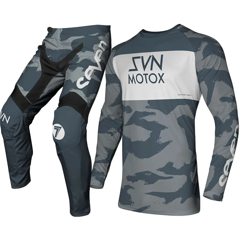 

New 2022 grey seven mx enduro motocross jersey and pants mtb gear set combo off road flexair motorcycle racing suit
