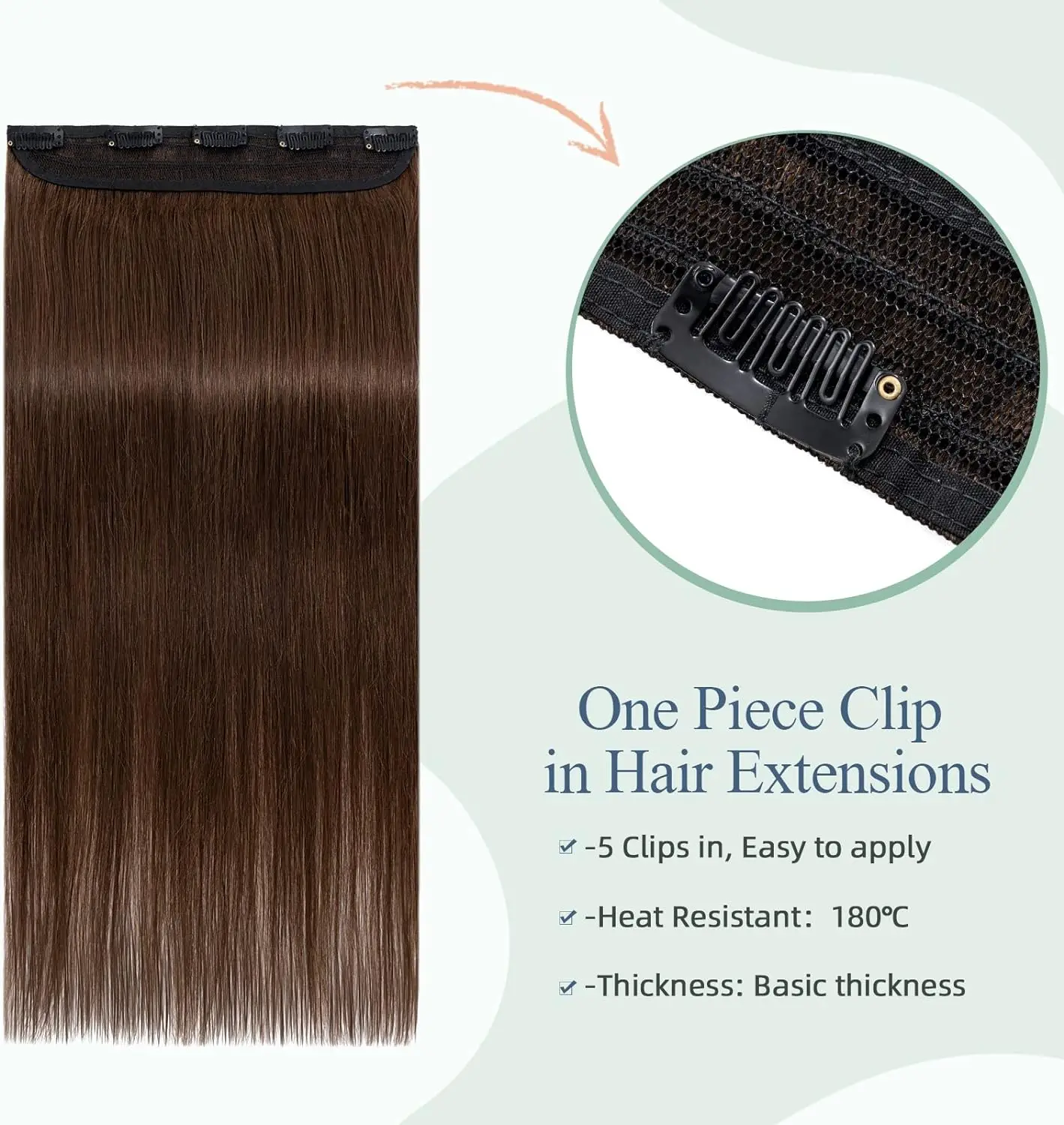 Прямые цельные накладные волосы на заколке настоящие человеческие 3/4