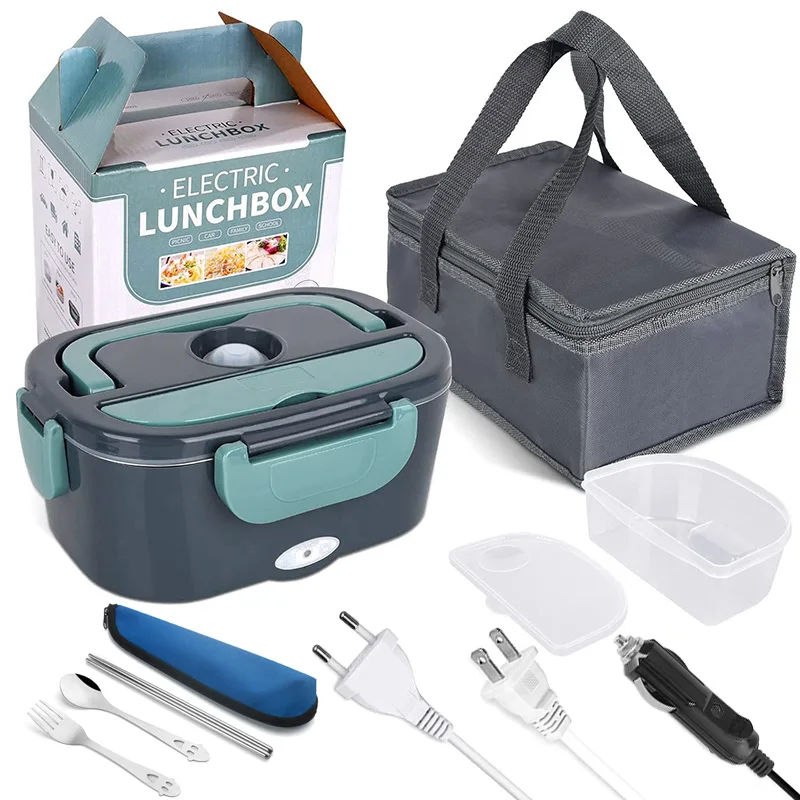 

Electric Lunch Box Stainless Steel Food Heating Bento Box 12V 24V 110V 220V Food Heated Warmer Container Set