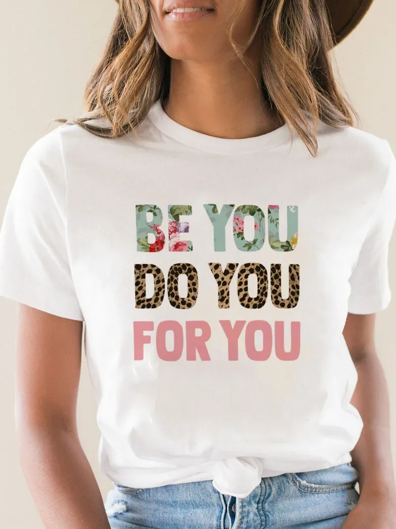 Базовая футболка Y2K с круглым вырезом смешной топ надписью Be You Do for женская