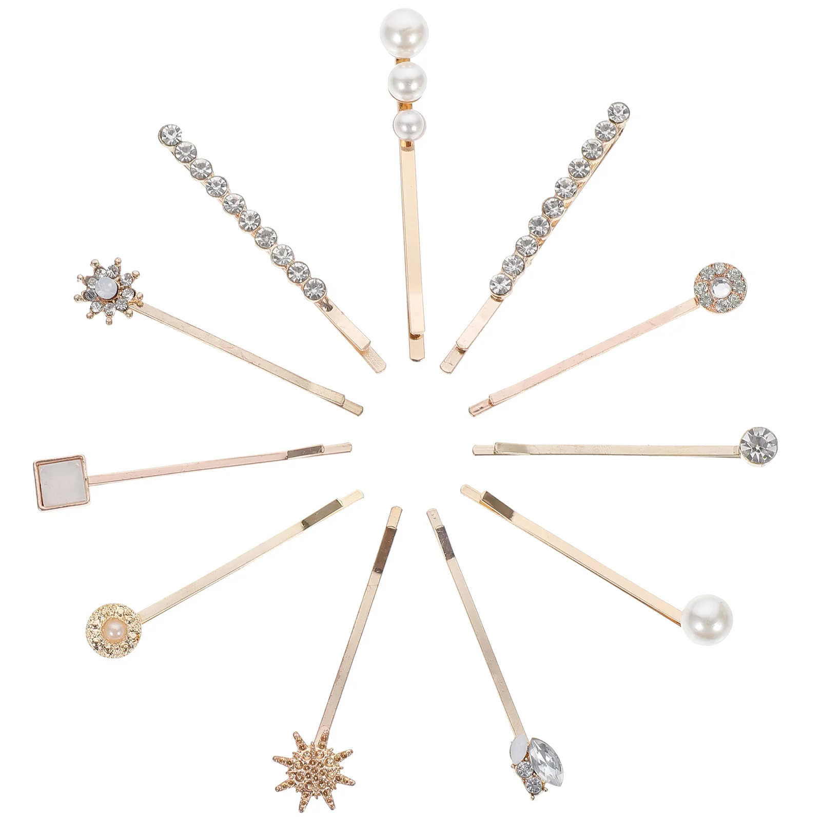 

11 Pcs Crystal Hair Clips Pearl Short Barrettes Bobby Pin Hair for Ladies and Girls (04,05,1 Set Each)