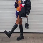 Массивные женские высокие ботинки челси на платформе, новинка 2022, зимняя обувь, модная дизайнерская обувь до колена, искусственная кожа