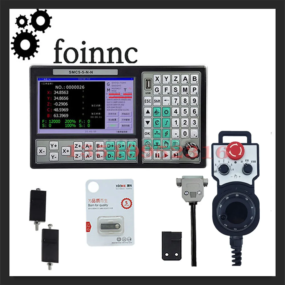 5 Axis Usb Motion Control System Cnc Controller Smc5-5-n-n 500khz G Code Support Rtcp With Emergency Stop Handwheel Mpg