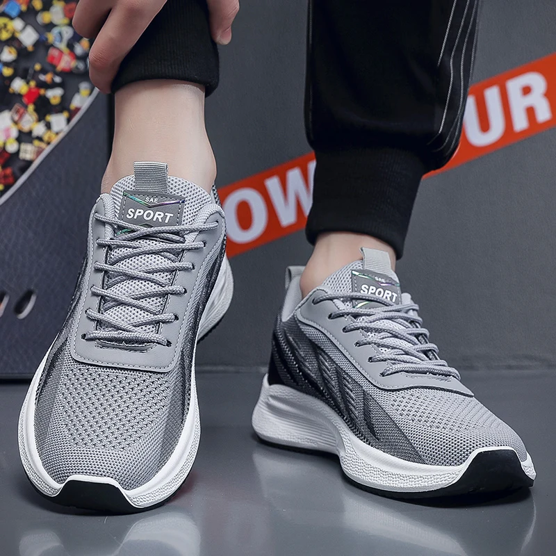 2023 Men's Sports Shoes Fashion Casual Sneakers Summer Breathable Black Running Man Shoe Tenis Masculino Non-Slip Zapatos Hombre