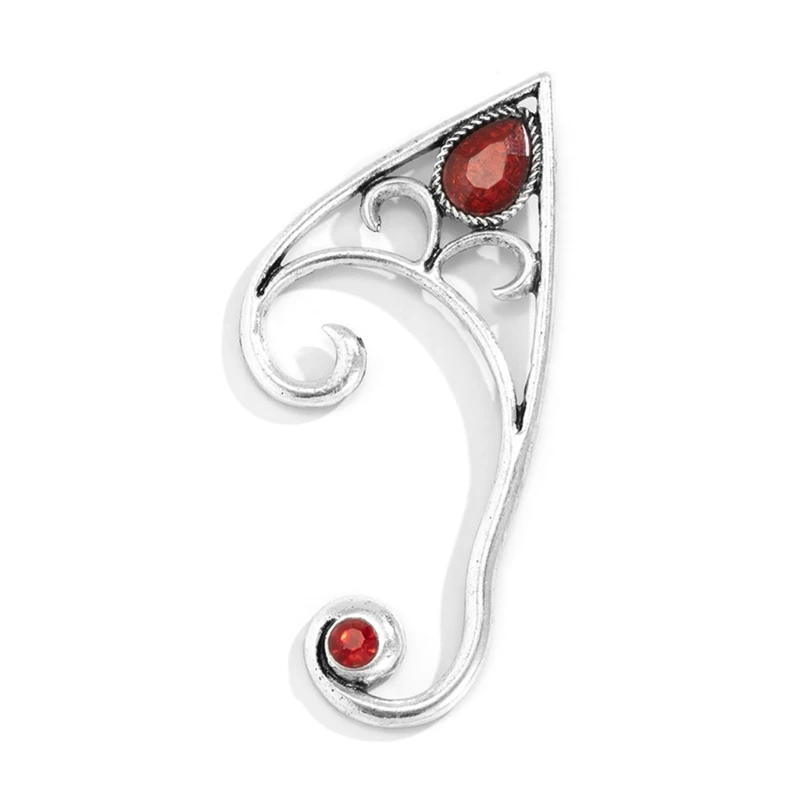 

Retro Red Gem Outline Alloy Ear Hanging Ear Clip Hollow No Pierced Ear Jewelry