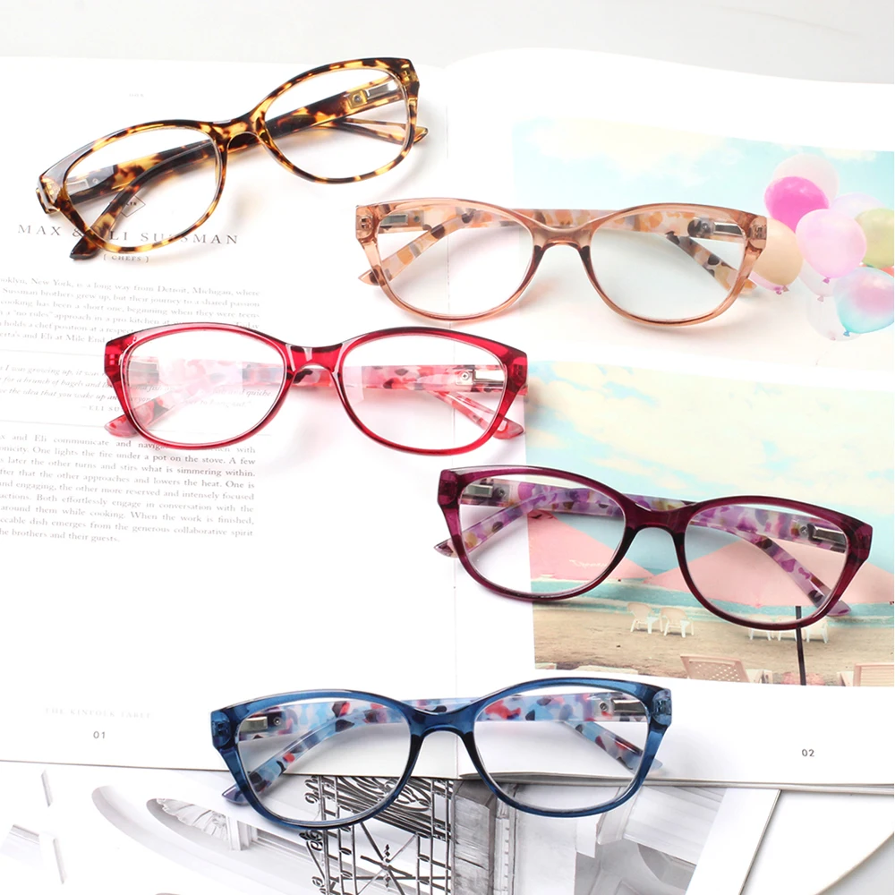 

Boncamor Reading Glasses Spring Hinge Men and Women Fashion Printed Flower Frame HD Reader Eyeglasses Diopter +1.0+2.0+4.0+6.0
