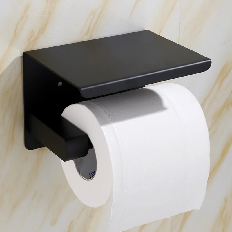 

Toilet Paper Holder Black Non Perforated Roll Paper Holder Toilet Stainless Steel Mobile Phone Toilet Creative Paper Towel