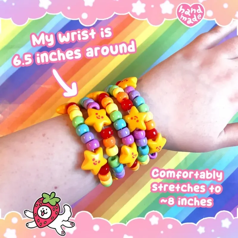 Браслет Rainbow Star Kandi |   Супермилый браслет из бусин Kandi в стиле кидкор для выразительного самовыражения (art.: 3920db40f8bd0) - 3920db40f8bd0