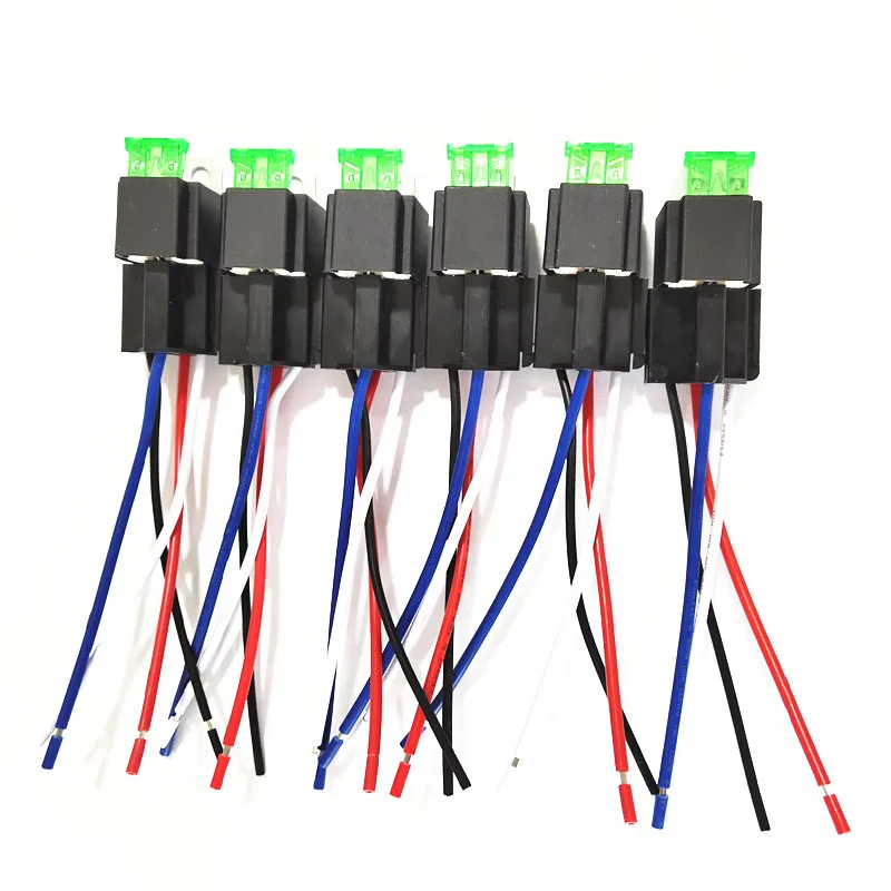 

6 шт., 4 5 контактов, 30 А, водонепроницаемые реле предохранителя, комплект жгутов постоянного тока, SPST автомобильное реле с держателем, плавкое реле вкл./выкл.