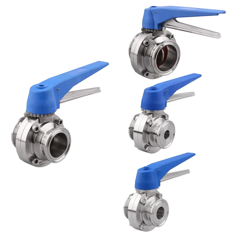 

SEWS-Butterfly Valve With Blue Trigger Handle Stainless Steel 304 Tri-Clamp