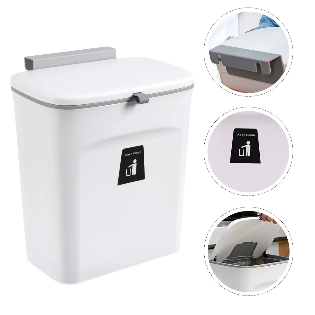 

Trash Can Bin Garbage Kitchen Compost Basket Bucket Waste Indoor Mounted Wall Rubbish Mountable Lidbox Storage Container