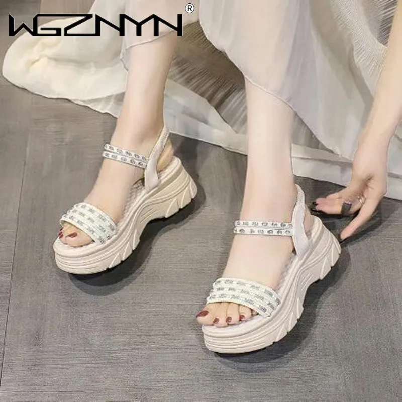 

Женские сандалии на платформе, повседневные туфли-лодочки с ремешком на пятке