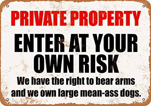 

Металлический знак-частная собственность, с большими собаками-винтажный вид