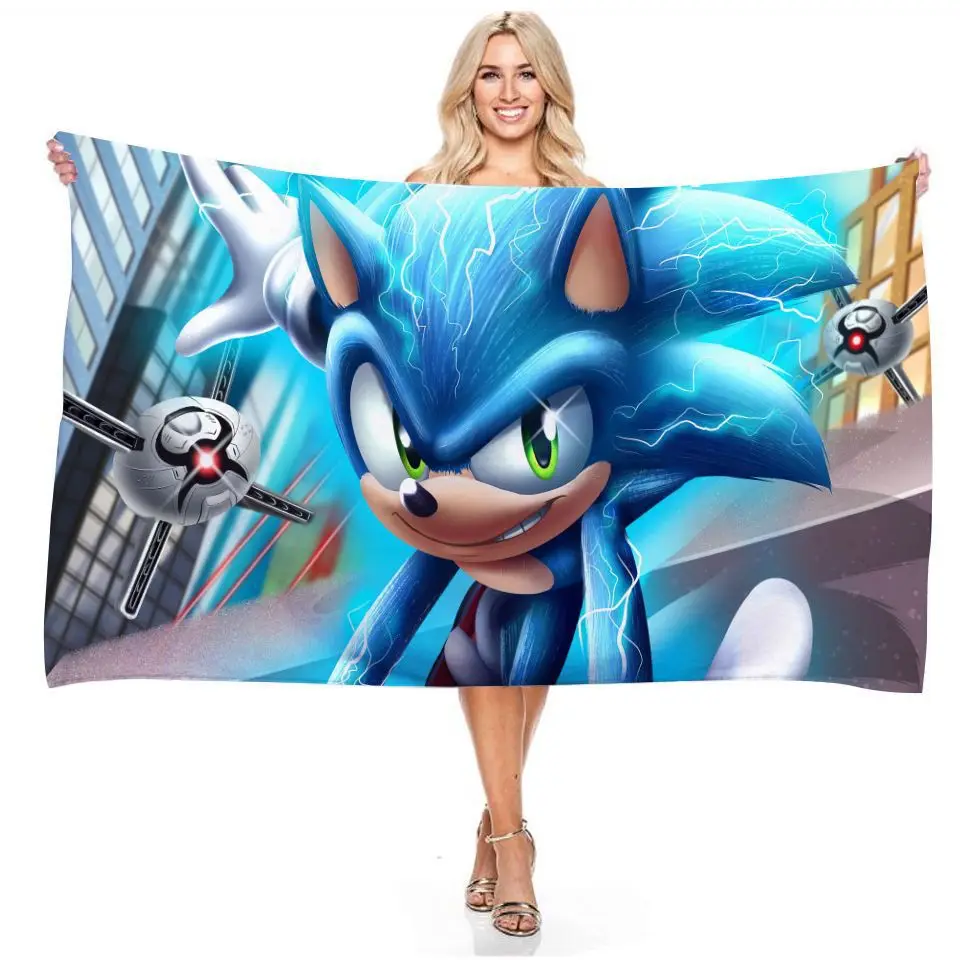 

Game Anime Hedgehog Sonic Beach Towel Vacation Beach Towel New Anime Unisex Quick-drying Absorbent Towel