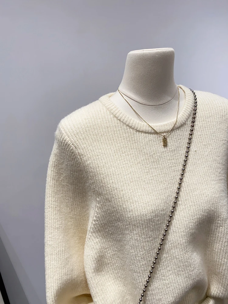 Приятный для кожи мягкий без галстука ~ однотонный свитер с круглым вырезом в